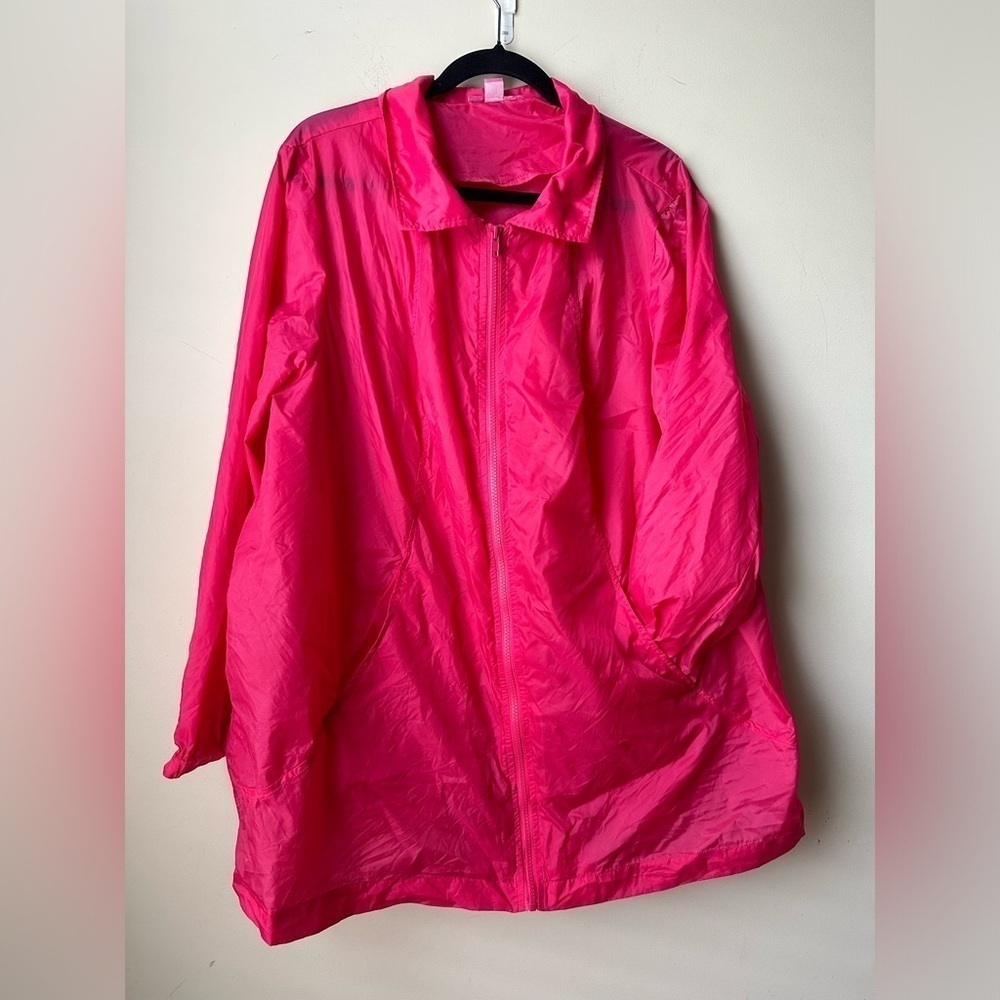 Woman Within Pink Nylon Rain Resistant Zip Up Jacket Size 1X 22/24